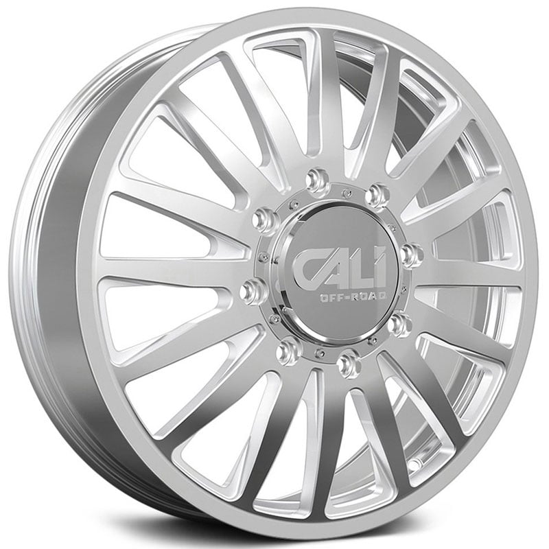 22x8.25 Cali Off-Road Summit 9110D Dually Front Polished w/ Milled Spokes HPO