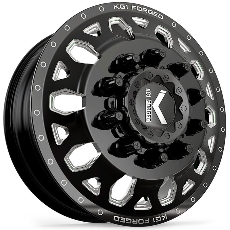 KG1 Forged KD002 Honor Dually Front  Wheels Gloss Black Machined