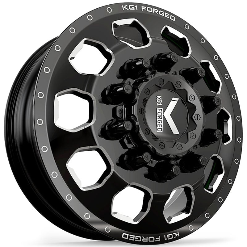 KG1 Forged KD003 Sarge Dually Front  Wheels Gloss Black Machined