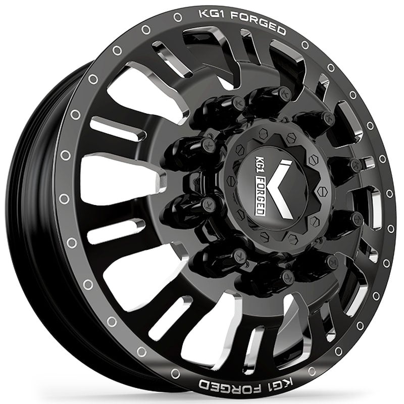 KG1 Forged KD004 Duel Dually Front  Wheels Gloss Black Machined