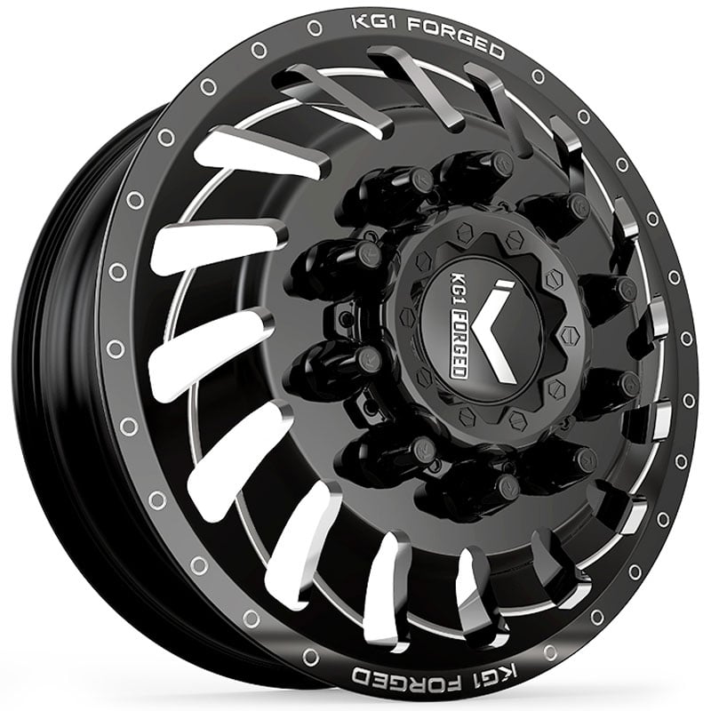 KG1 Forged KD005 Razor Dually Front  Wheels Gloss Black Machined