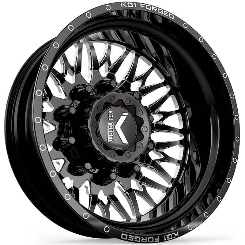 KG1 Forged KD014 Trident-D Dually Rear  Wheels Gloss Black Machined