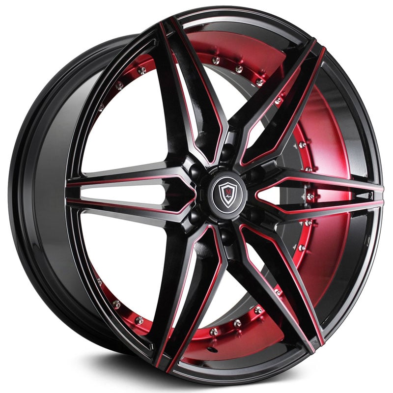 Marquee Luxury M3259B  Wheels Gloss Black w/ Red Milling & Inner Lip