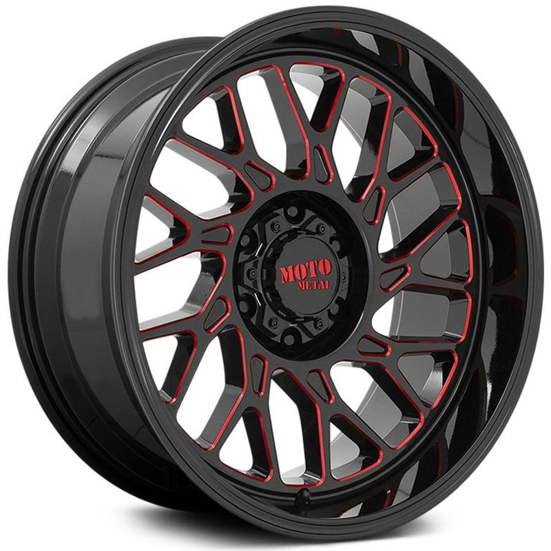Moto Metal MO805 Predator  Wheels Gloss Black Milled w/ Red Tint