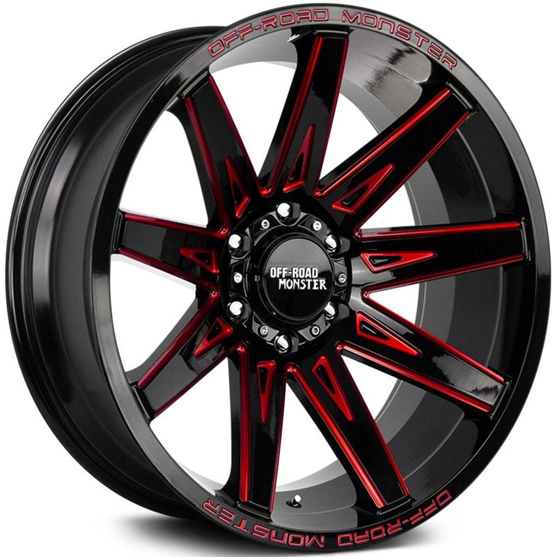 Off-Road Monster M25  Wheels Gloss Black Candy Red Milled
