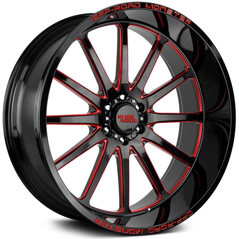 Off-Road Monster M26  Wheels Gloss Black Candy Red Milled