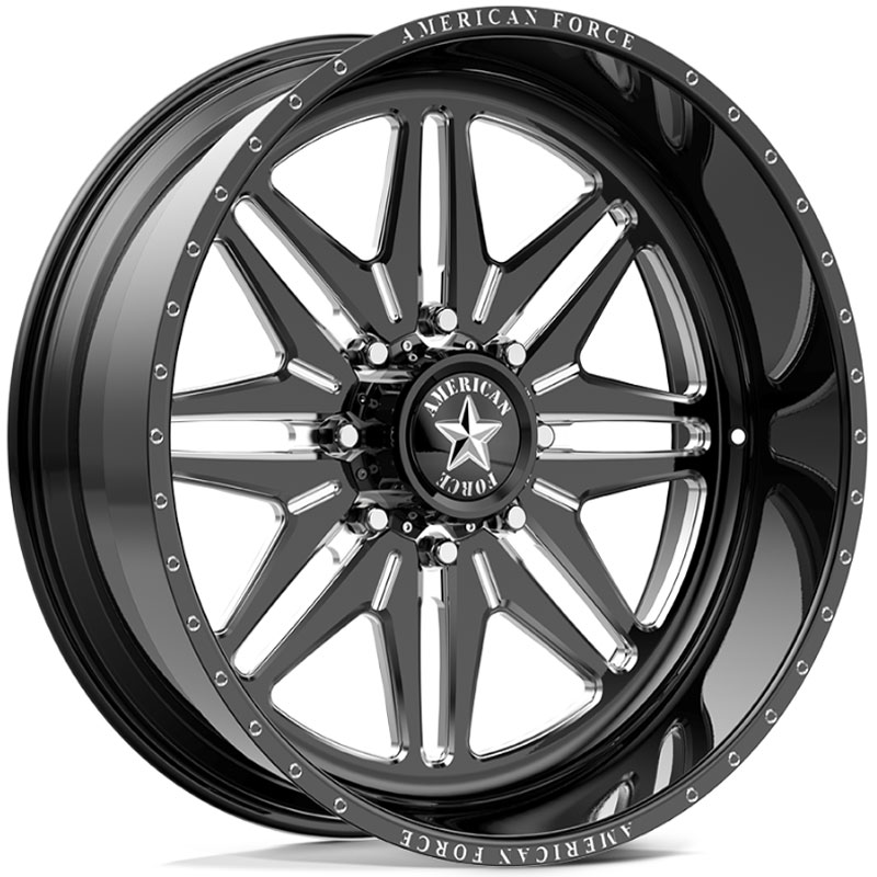 22x10 American Force N07 Chief SS8 Black w/ Milled Accents REV