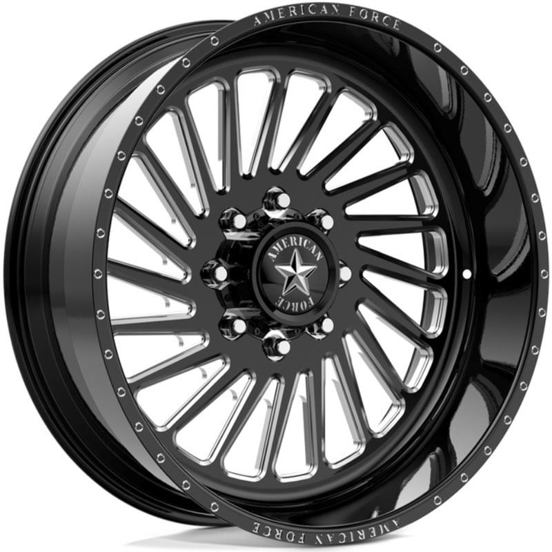 22x14 American Force N02 Sabre SS8 Black w/ Milled Accents REV