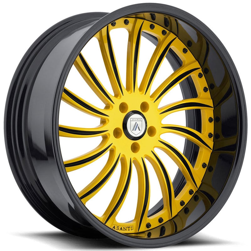 Asanti AF815 2PC  Wheels Yellow w/ Black Lip