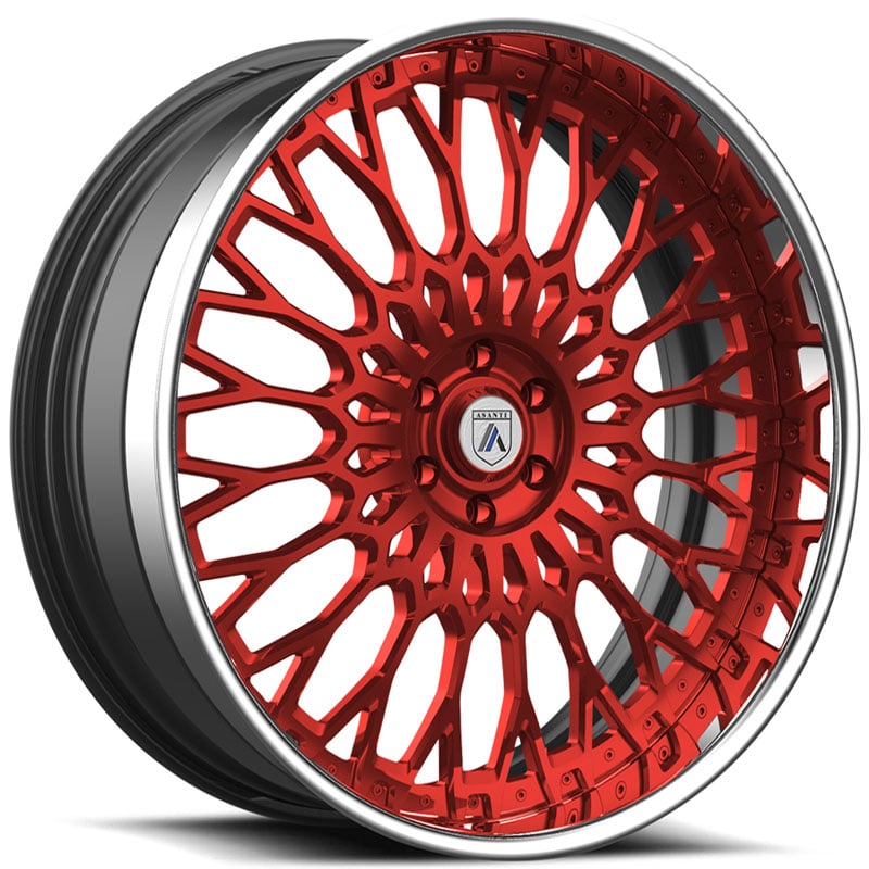 Asanti AF891 3PC  Wheels Red w/ Chrome Lip