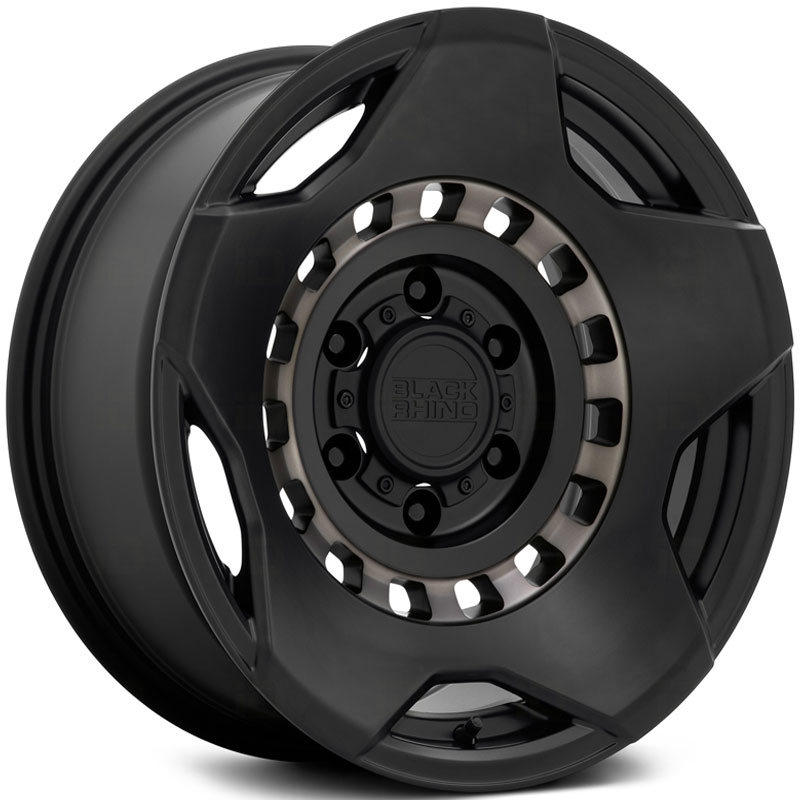 17x9 Bronze Rhino muzzle Matte Black w/ Machined Tinted Ring RWD