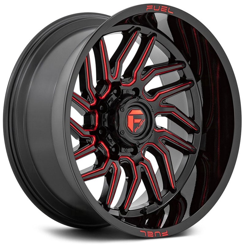 Fuel D808 Hurricane  Wheels Gloss Black Milled w/ Red Tint