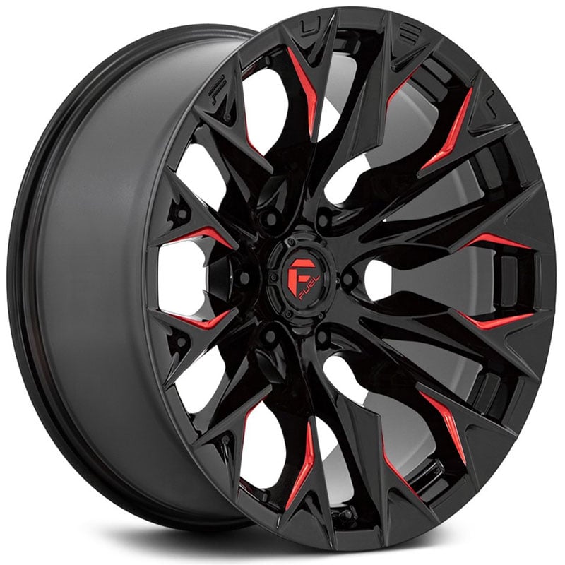 Fuel D823 Flame  Wheels Gloss Black Milled w/ Candy Red