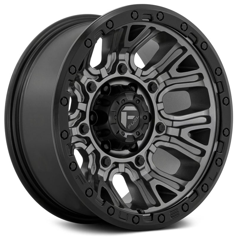 Fuel D825 Traction  Wheels Matte Gunmetal w/ Black Ring