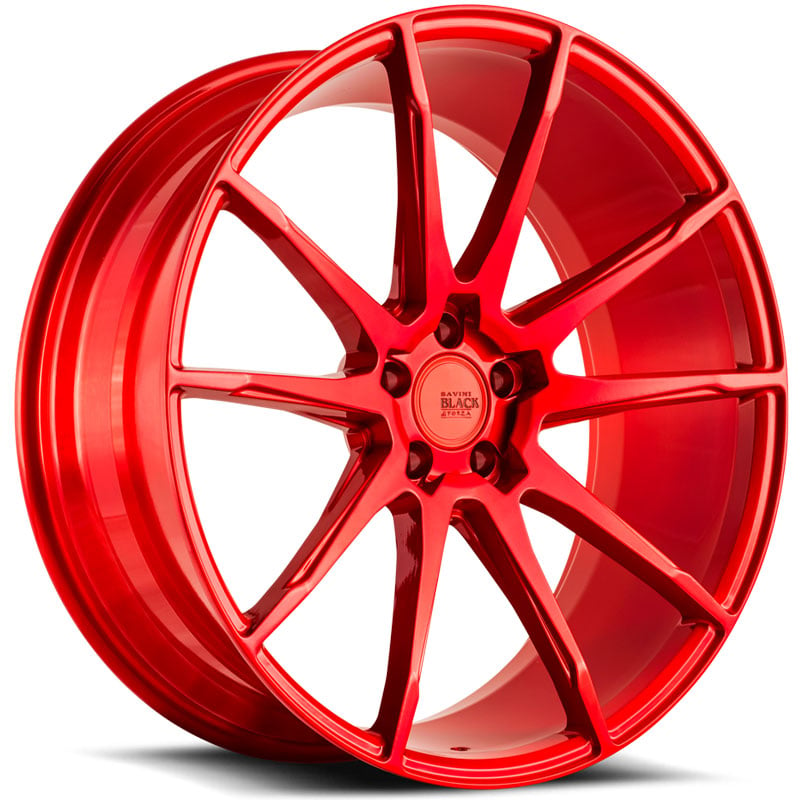 Savini Black Di Forza BM12  Wheels Brushed Red
