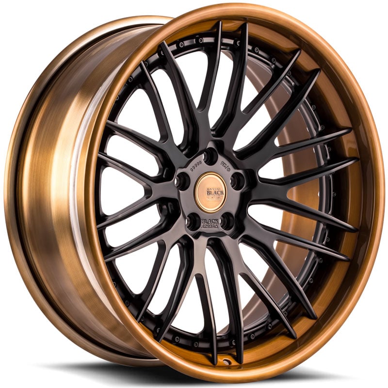 Savini Black Di Forza BM13L 3PC  Wheels Matte Black w/ Brushed Copper Lip