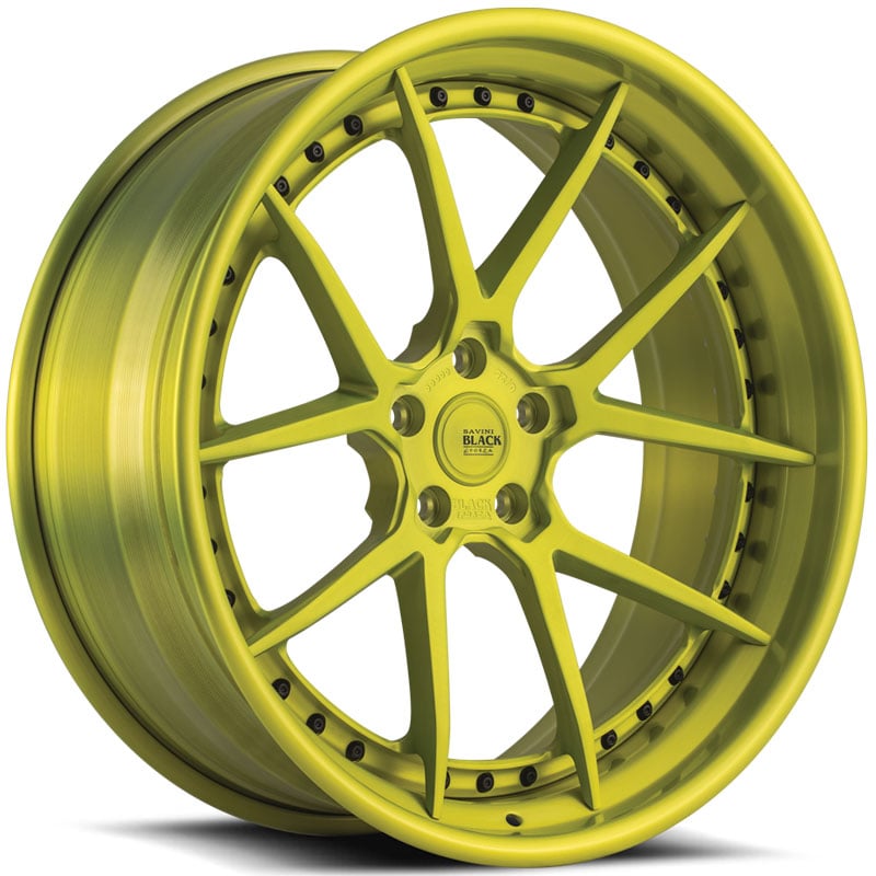 Savini Black Di Forza BM14L 3PC  Wheels Brushed Shocker Yellow