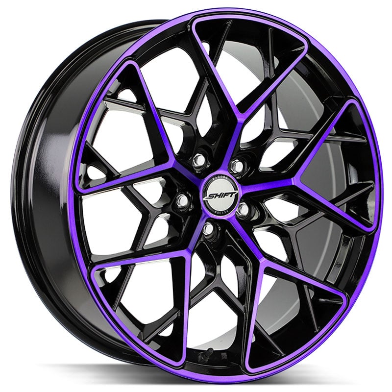 Shift Piston  Wheels Gloss Black Machined Purple