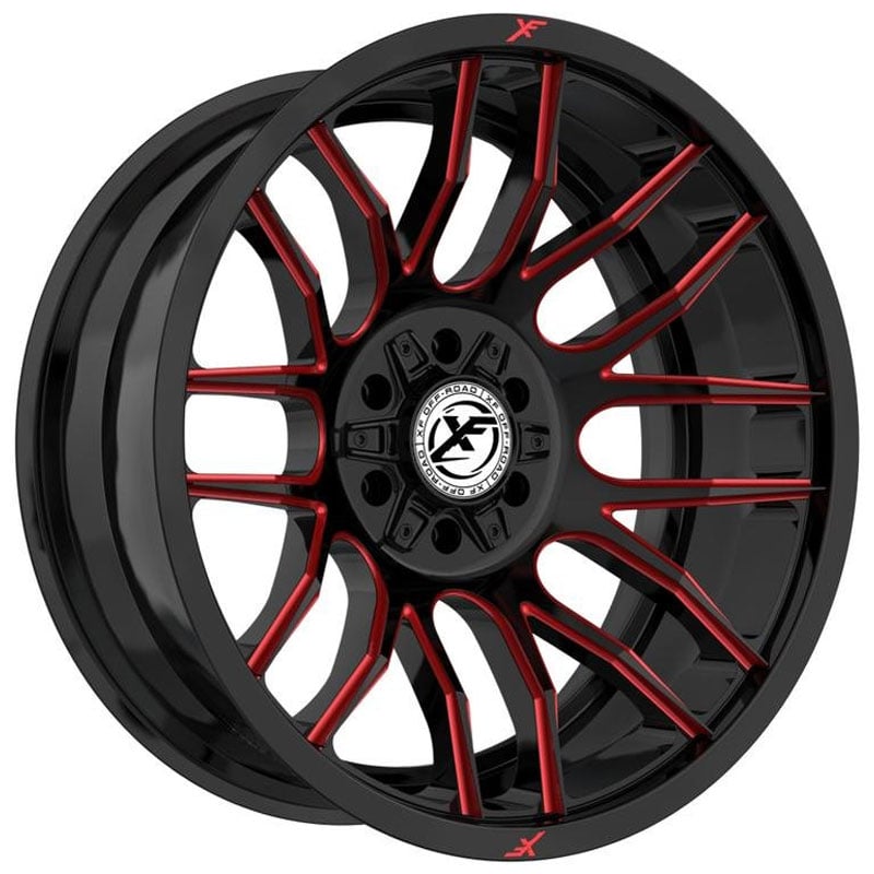 XF Offroad XF-232  Wheels Gloss Black Red Milled