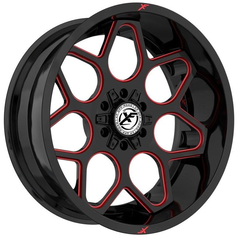XF Offroad XF-233  Wheels Gloss Black Red Milled