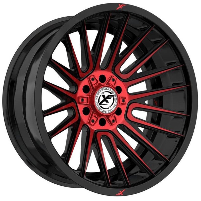 18x9 XF Off-Road XF-234 Gloss Black Red Milled REV