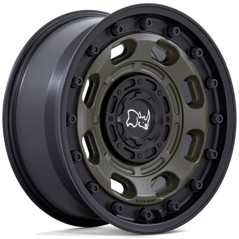 16x8 Black Rhino Atlas Olive Drab Green w/ Black Lip REV