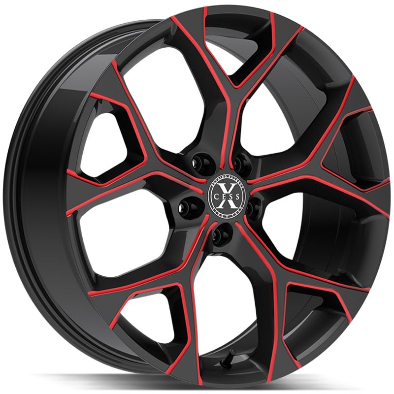 Xcess X05 Flake  Wheels Gloss Black Candy Red Milled